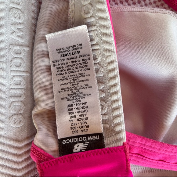 New Balance Pink and White Sports Bra - Picture 6 of 6